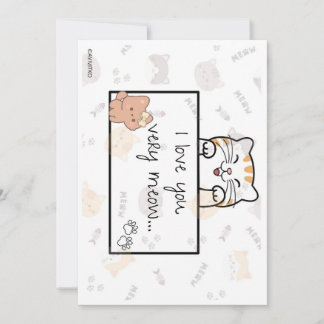 Eine süße Karte mit 'Ich liebe dich sehr miau' an