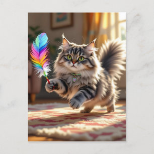 Eine süße Katze, die in der Touch Behalten wird Postkarte