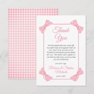Eine süße kleine Baby Pink Bows Girl Baby Dusche Dankeskarte