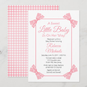Eine süße kleine Baby Pink Bows Girl Baby Dusche Einladung