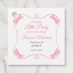 Eine süße kleine Baby Pink Bows Girl Baby Dusche Geschenkanhänger