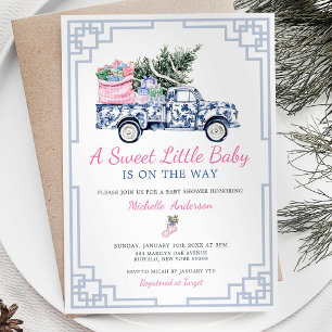 Eine süße kleine Baby Winter Chinoiserie Babydusch Einladung