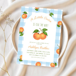 Eine süße kleine Citrus Blaue Babyparty-Einladung Einladung