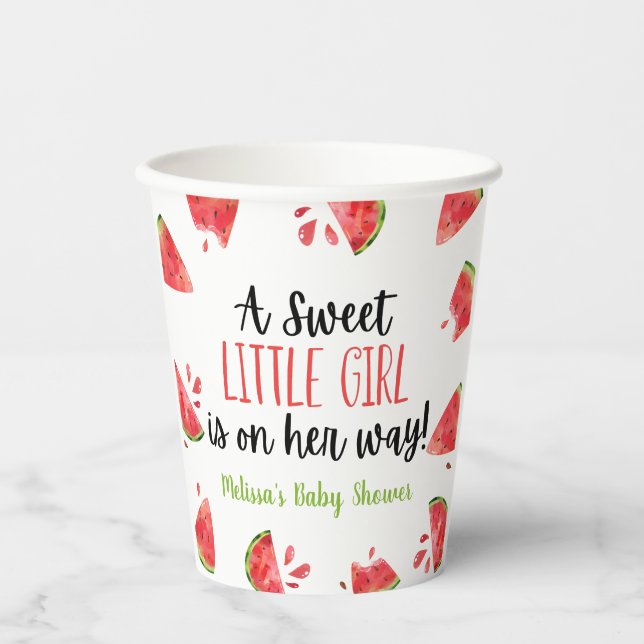 Eine süße Kleine Girl Watermelon Kinderdusche Pappbecher (Vorderseite)