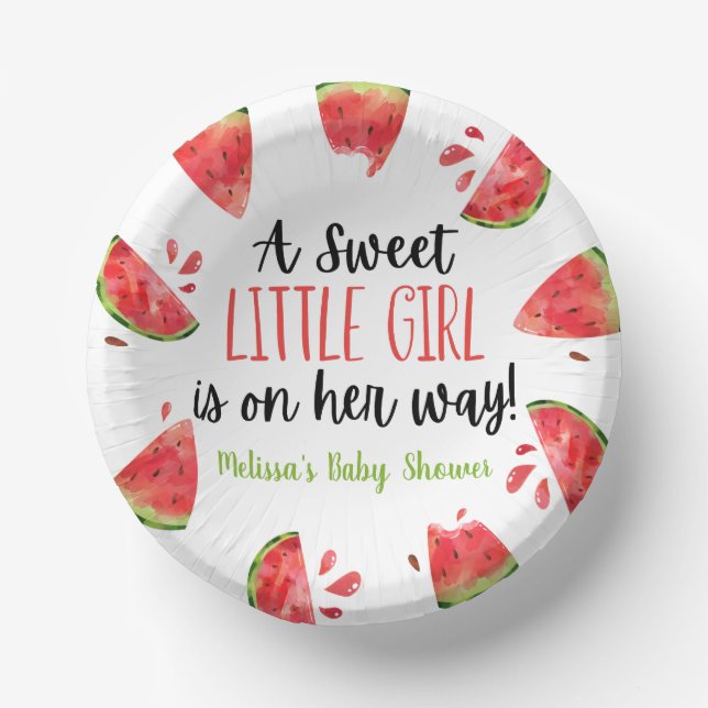 Eine süße Kleine Girl Watermelon Kinderdusche Pappteller (Vorderseite)