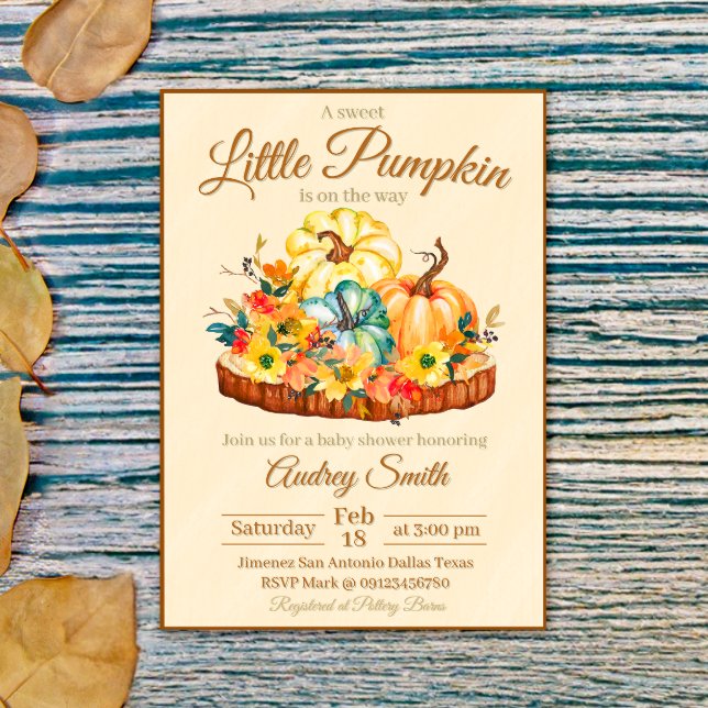 Eine süße kleine Kürbis-Baby-Dusche Einladung (A Sweet Little Pumpkin Baby Shower Invitation)