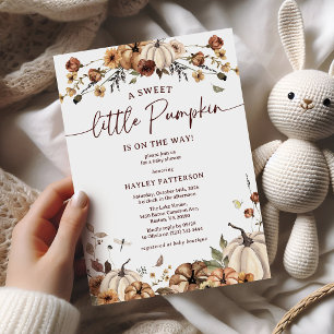 Eine süße kleine Kürbis-Herbst-Baby-Party Einladung
