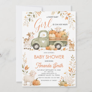 Eine süße kleine Kürbisse-Tiere-Herbst-Babyparty Einladung