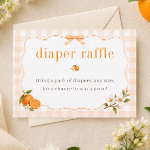Eine süße kleine Orange Baby Shower Windel-Raffel Begleitkarte