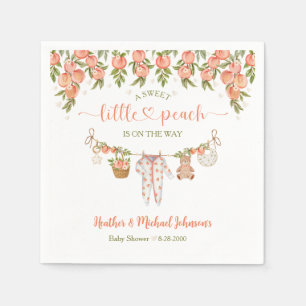 Eine süße kleine Pfirsich-Wäscheleine-Baby-Party Serviette