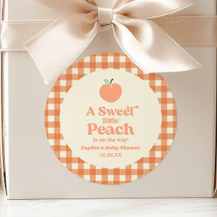 Eine süße kleine Pfirsichfrucht Rosa Orange Babypa Runder Aufkleber