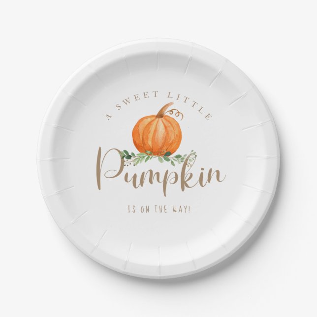 Eine süße kleine Pumpkin-Babydusche Pappteller (Vorderseite)