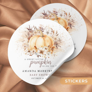 Eine süße, kleine Pumpkin-Neutral-Babydusche Runder Aufkleber