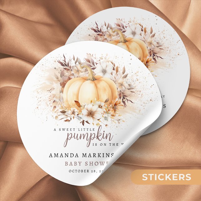 Eine süße, kleine Pumpkin-Neutral-Babydusche Runder Aufkleber (Von Creator hochgeladen)