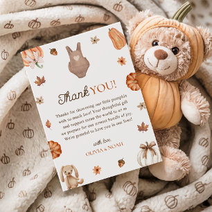 Eine süße kleine Pumpkin-Neutral-Fall-Baby-Dusche Dankeskarte