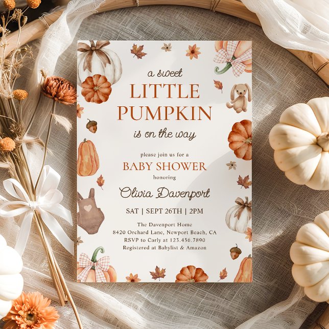 Eine süße kleine Pumpkin-Neutral-Fall-Baby-Dusche Einladung (Von Creator hochgeladen)