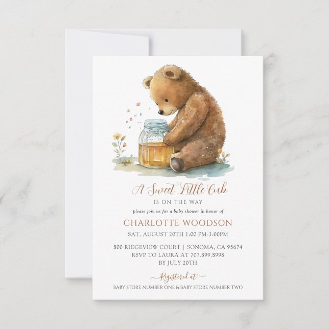 Eine süße Kleine Teddy Bear Babydusche Einladung (Vorderseite)