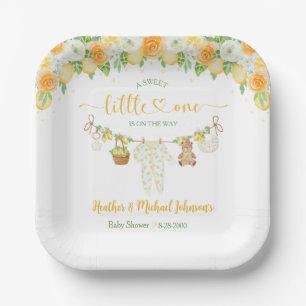 Eine süße kleine Zitronen-Blüten-Baby-Party Pappteller