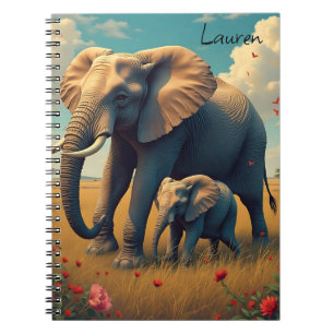 Eine süße Mama und ein Baby Elephant Personalisier Notizblock