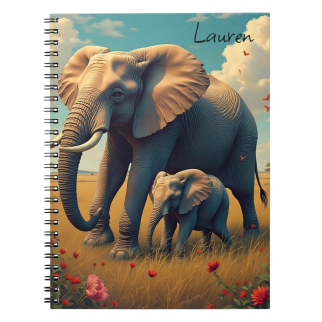 Eine süße Mama und ein Baby Elephant Personalisier Notizblock (Vorderseite)