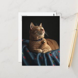 Eine süße schlafende rote Katze  Postkarte