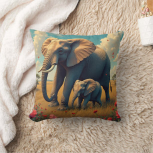 Eine süße Sentimental-Mama und ein Baby-Elefant Kissen