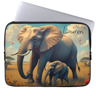 Eine süße Sentimental-Mama und ein Baby-Elefant Laptopschutzhülle