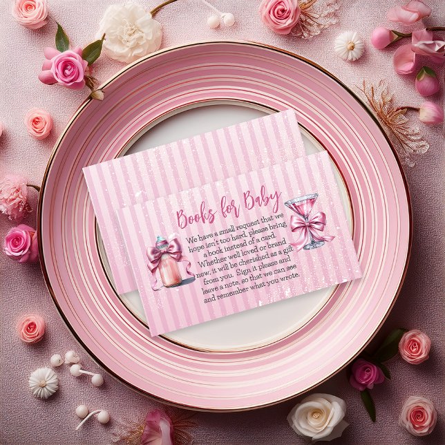 Eine süße Tini One Baby Dusche Bücher für Baby Begleitkarte (Coquette Bows Martini | Bottle Girl Baby Shower Books for Baby Insert - A Sweet Tini One Collection)