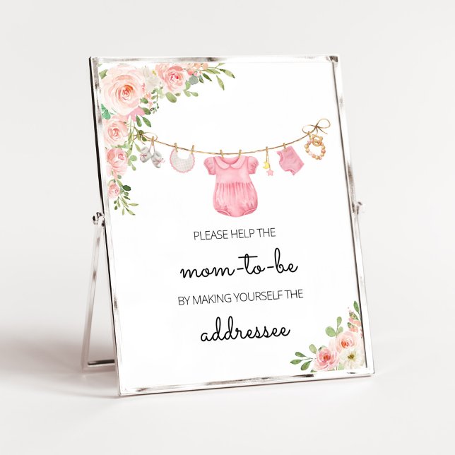 Eine Sweet Girl Baby Kleidung Envelope Station Poster (A Sweet Girl Baby Clothes Baby Shower Envelope Station Sign)