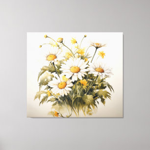 Eine Symphonie von Blooms Daisies Aquarellmalerei Leinwanddruck