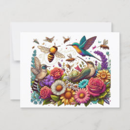 Eine Symphonie von Blume und Flug Postkarte