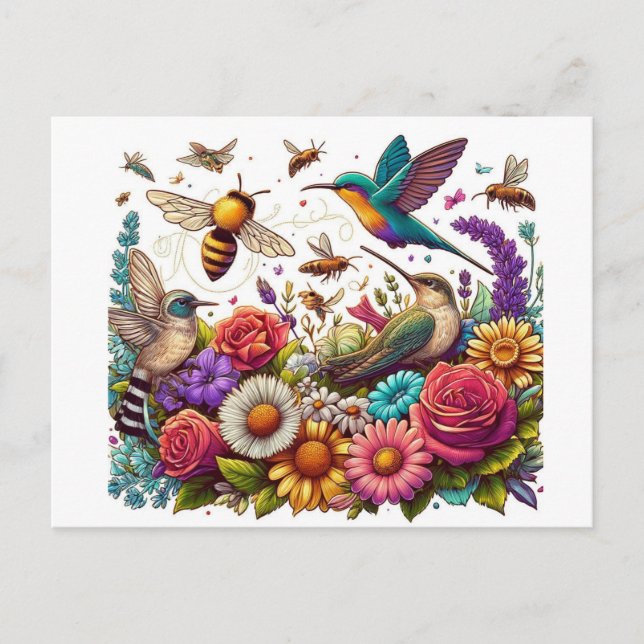 Eine Symphonie von Blume und Flug Postkarte (Vorderseite)