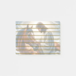 Eine Szene des Mitgefühls mit Jesus und Pferd Post-it Klebezettel