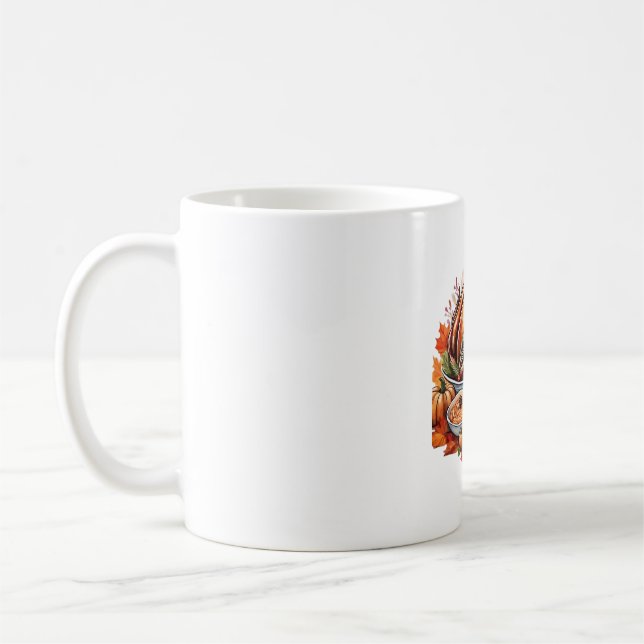 Eine Tabelle mit dem klassischen T - Shirt der Dan Kaffeetasse (Links)