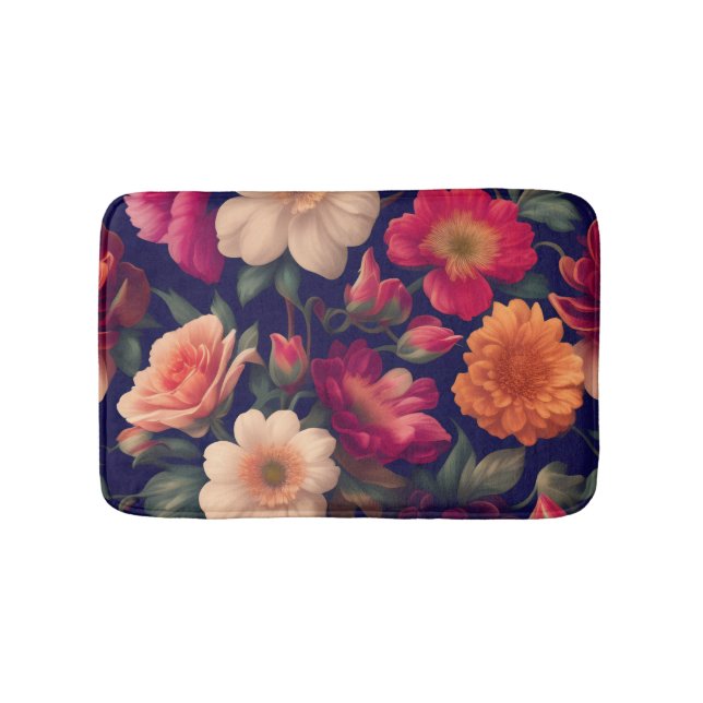 Eine Tapete mit Blumenmuster  Badematte (Vorderseite)