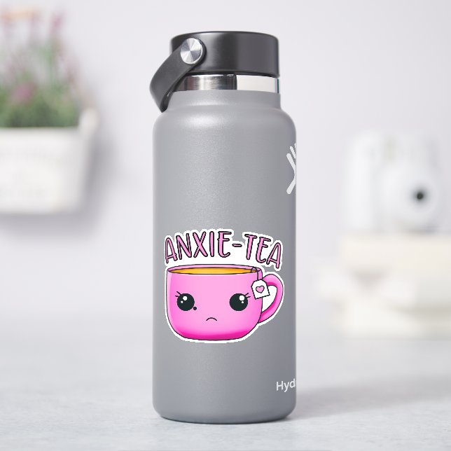 Eine Tasse ANXIE-TEA Kawaii Tea Pun Aufkleber (HydroFlask)