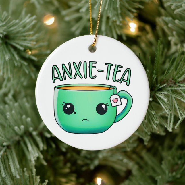 Eine Tasse Anxie-Tee-Pun aus Angst Keramik Ornament (Baum)