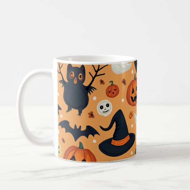 eine Tasse, die Halloween darstellt Kaffeetasse (Links)