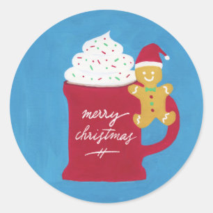 Eine Tasse frohe Weihnachten Runder Aufkleber