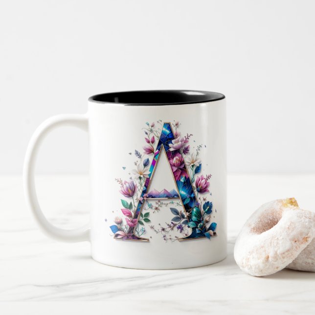 Eine Tasse für den Kaffee - Blumendesign (Mit Donut)