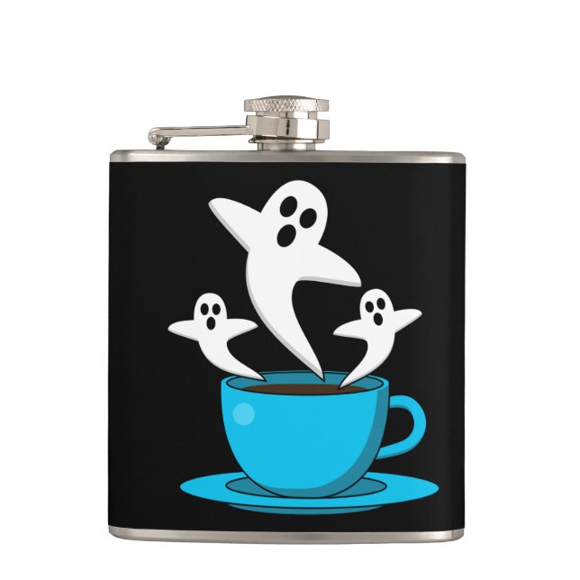 Eine Tasse Geisterrauchkaffee Flachmann (Vorderseite)