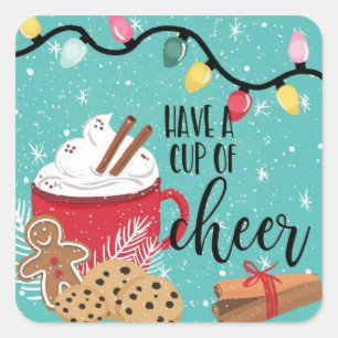eine Tasse heiße Weihnachtsschokolade Quadratischer Aufkleber