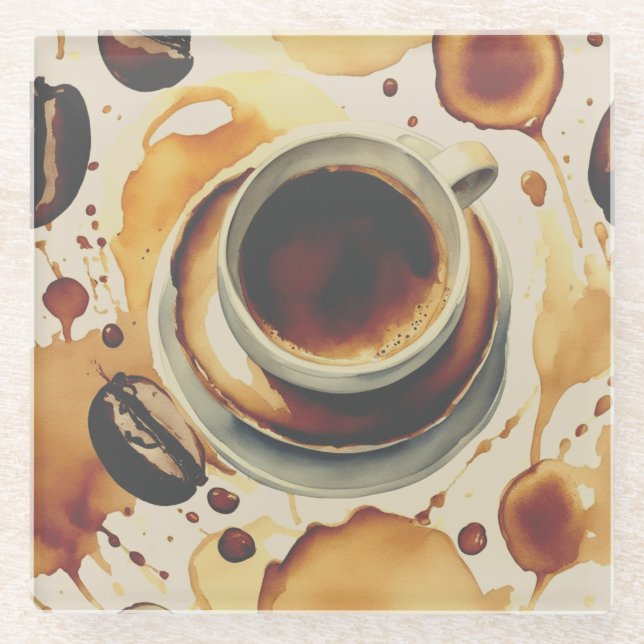 Eine Tasse Kaffee färbt ab Glasuntersetzer (Vorderseite)