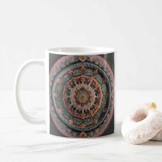 Eine Tasse mit ästhetischem Mandala-Design (Mit Donut)