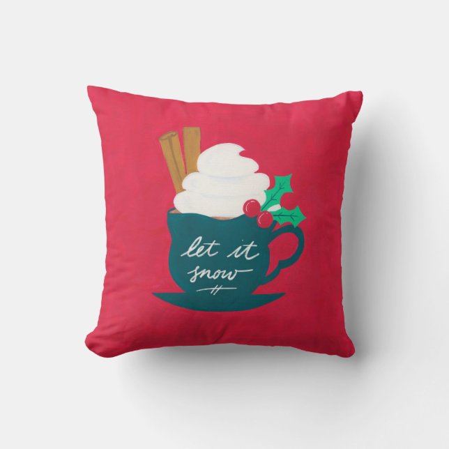 Eine Tasse Schnee lassen Kissen (Vorderseite)