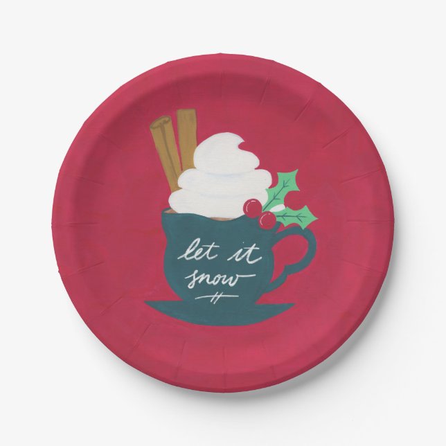 Eine Tasse Schnee lassen Pappteller (Vorderseite)