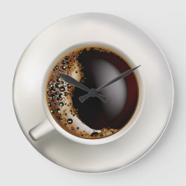 Eine Tasse schwarzen Kaffees Große Wanduhr