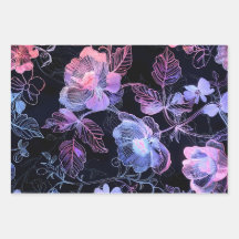 Eine Textur von Blumen in Neonstickereien