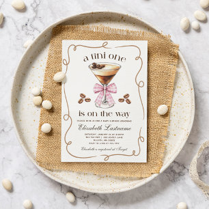 Eine Tini One Espresso Martini Rosa Schleife Baby Einladung