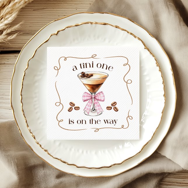 Eine Tini One Espresso Martini rosa Schleife Baby- Serviette (A Tini One Espresso Martini Pink Bow Baby Shower Napkins)